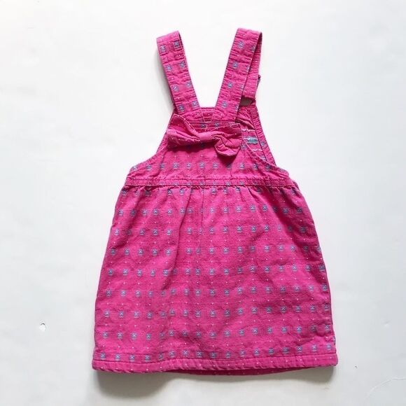 Vintage Oshkosh pink floral denim bow back dress 6 - Picture 4 of 7
